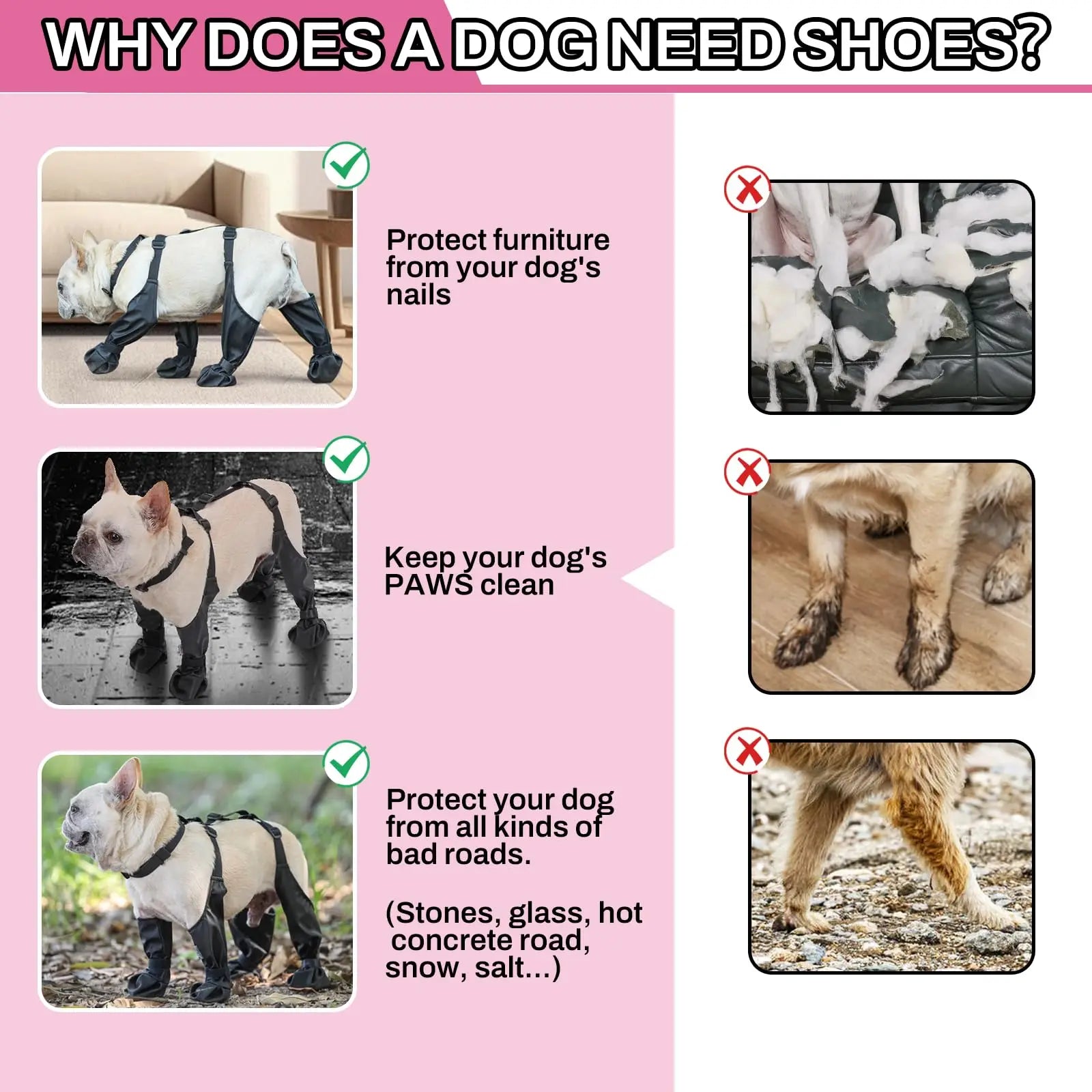Dog Shoes Waterproof Adjustable Dog Boots Rain Day Pet Supplies Shoes For Dogs Outdoor Walking Soft French Bulldog Paws Protect