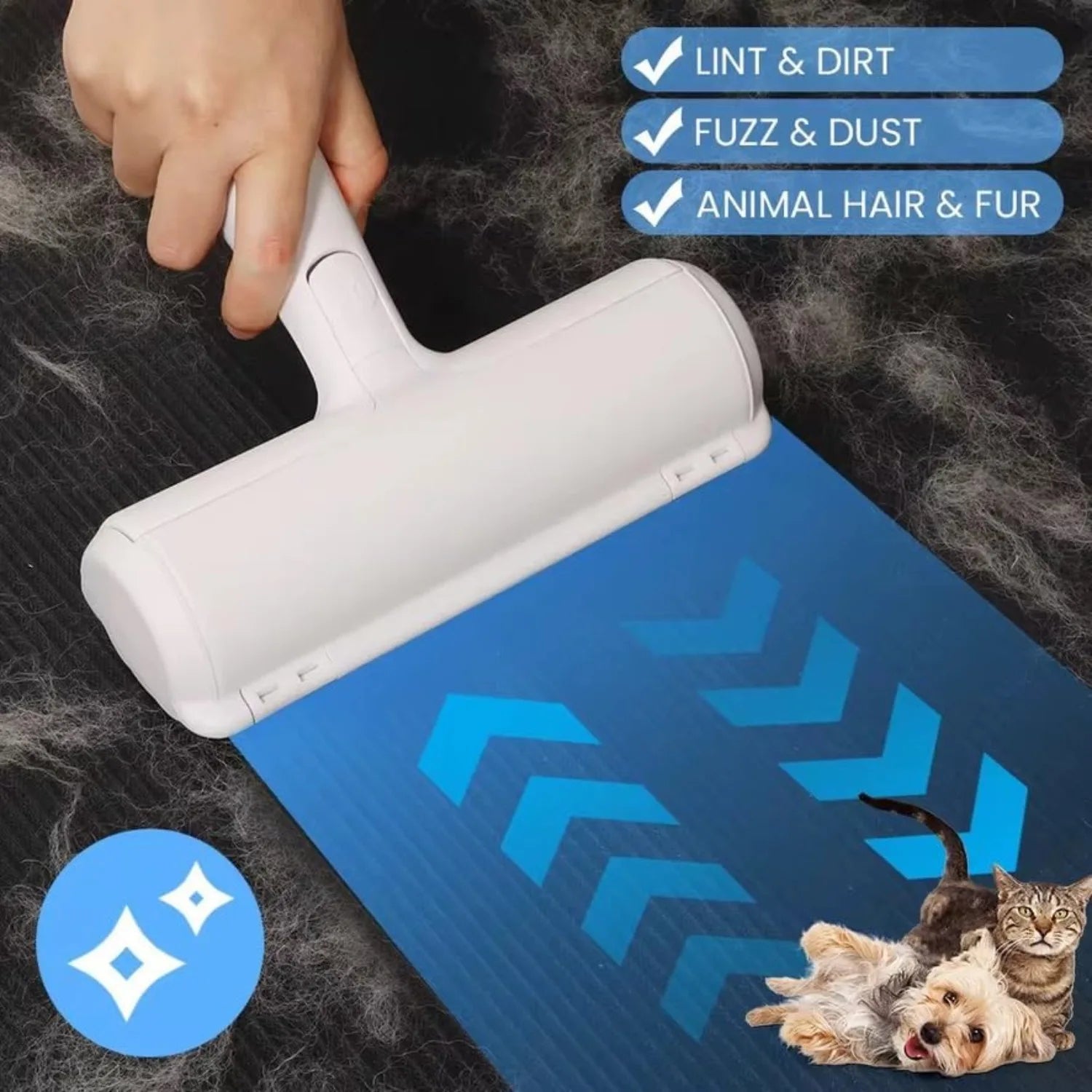 1pc Pet Hair Remover, Reusable Lint Roller Brush Washable Fur Removal for Dogs Cats Furniture