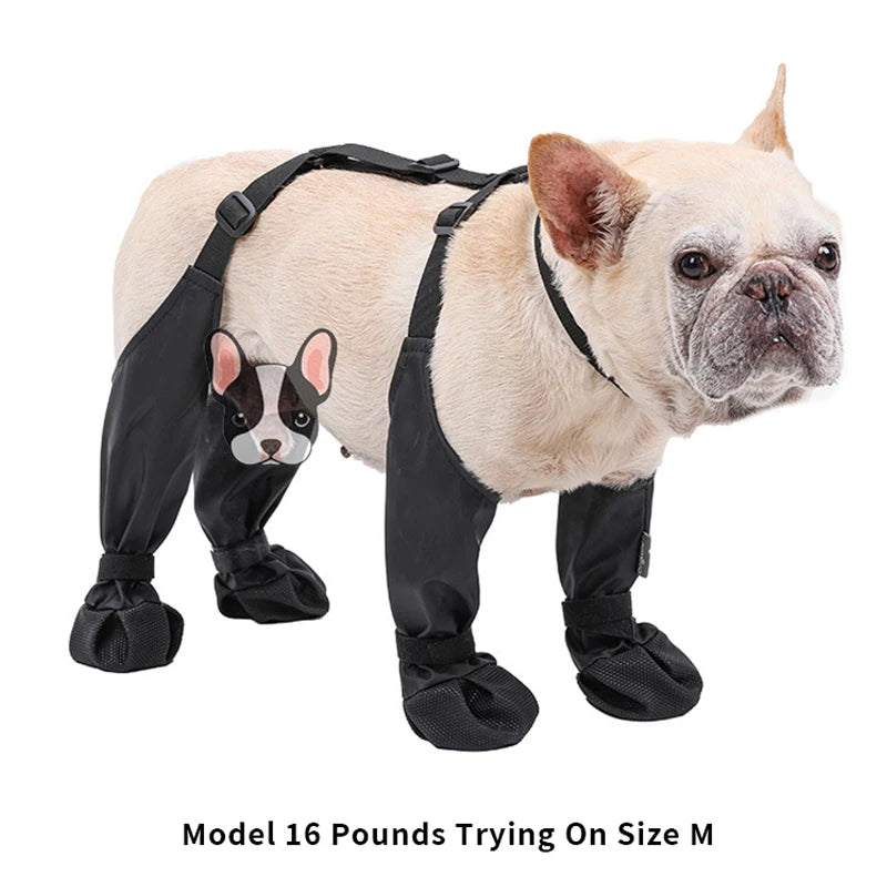 Dog Shoes Waterproof Adjustable Dog Boots Rain Day Pet Supplies Shoes For Dogs Outdoor Walking Soft French Bulldog Paws Protect