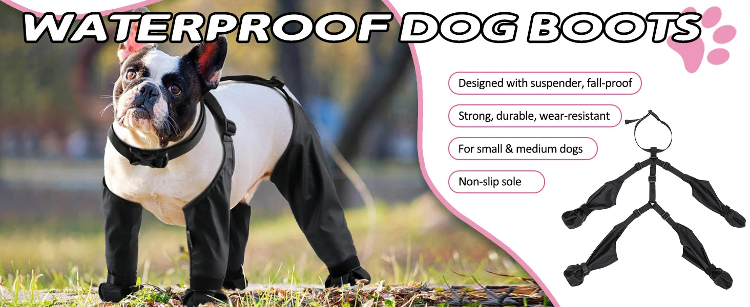 Dog Shoes Waterproof Adjustable Dog Boots Rain Day Pet Supplies Shoes For Dogs Outdoor Walking Soft French Bulldog Paws Protect